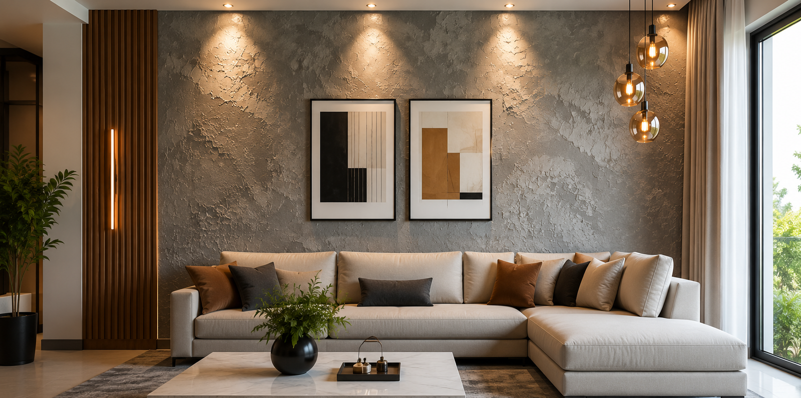 Textured accent wall design finish